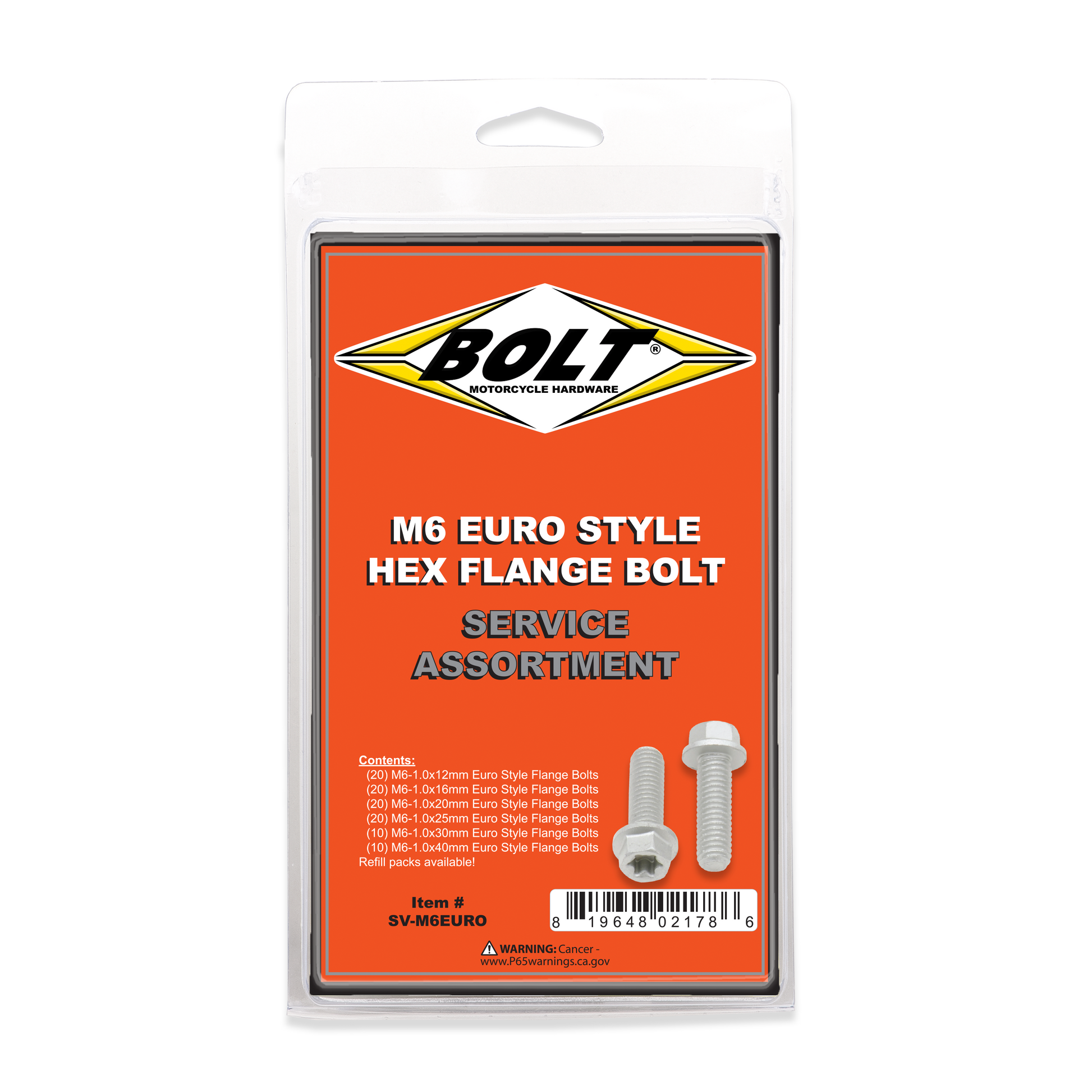 M6 Euro Torx Flange Bolt Assortment 100 Piece Kit