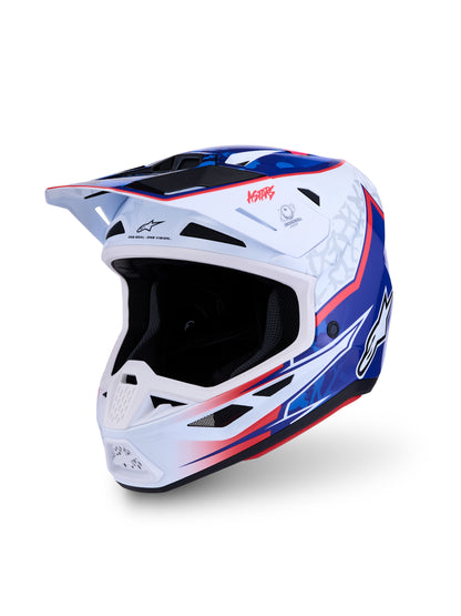 S M7 Blaster Helmet Ece06/Dot Wht/Blue/Red Glossy 2x