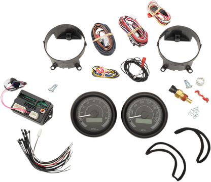 DAKOTA DIGITAL MVX-8K Series Analog/Digital 2-Gauge Kit - Black Bezel - Black Face with Gray Background MVX-8200-KG-K