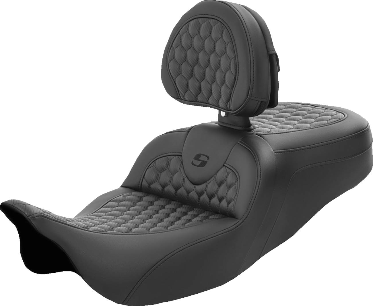 SADDLEMEN RoadSofa™ Seat - Honeycomb - with Backrest - FL '08-'24 808-07B-189BR
