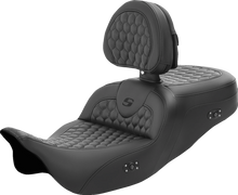 SADDLEMEN RoadSofa™ Seat - Honeycomb - with Backrest - Heated - FL '08-'23 808-07B-189BRHC