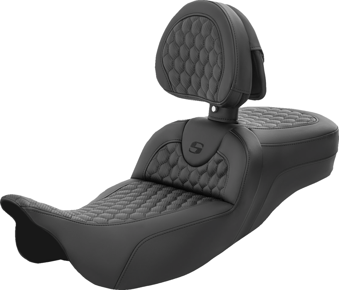 SADDLEMEN RoadSofa™ Seat - Honeycomb - with Backrest - Extended Reach - FL '08-'24 808-07B-190BR