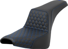 SADDLEMEN Step-Up Seat - Honeycomb - Blue Stitching - FXBB/FXST '18-'24 818-30-17701