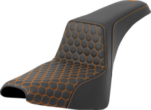 SADDLEMEN Step-Up Seat - Honeycomb - Orange Stitching - FXBB/FXST '18-'24 818-30-17703