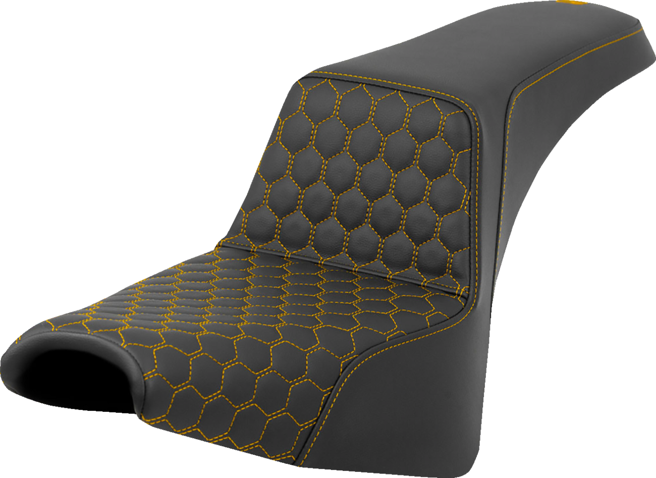SADDLEMEN Step-Up Seat - Honeycomb - Gold Stitching - FXBB/FXST '18-'24 818-30-17707