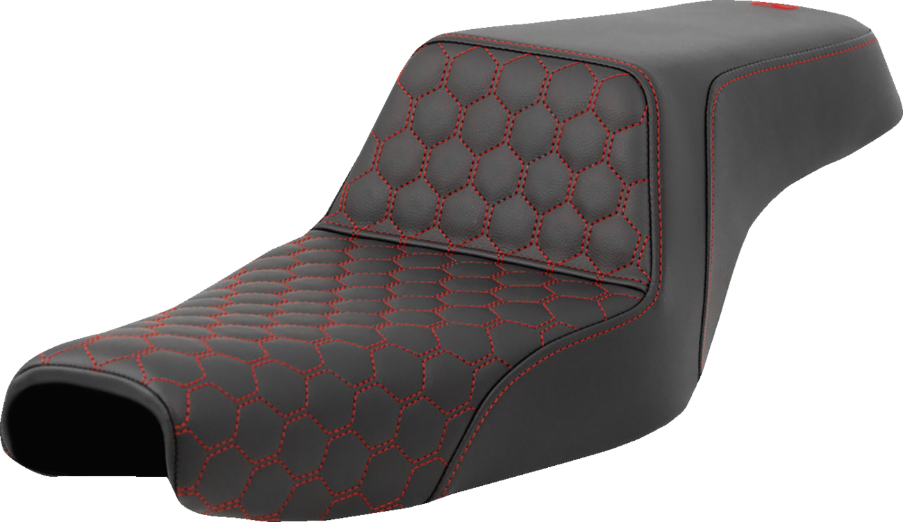 SADDLEMEN Step-Up Seat - Honeycomb - Red Stitching - 3.3 Gal Tank - Sportster '04-'22 807-11-17704