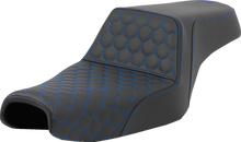 SADDLEMEN Step-Up Seat - Honeycomb - Blue Stitching - 3.3 Gal Tank - Sportster '04-'22 807-11-17701