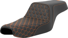 SADDLEMEN Step-Up Seat - Honeycomb - Orange Stitching - 3.3 Gal Tank - Sportster '04-'22 807-11-17703