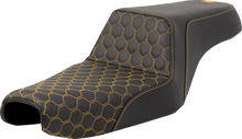 SADDLEMEN Step-Up Seat - Honeycomb - Gold Stitching - 3.3 Gal Tank - Sportster '04-'22 807-11-17707