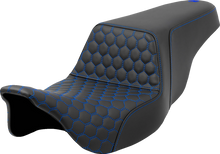 SADDLEMEN Step-Up Seat - Honeycomb - Blue Stitching - FL '08-'23 808-07B-17701