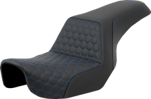 SADDLEMEN Step-Up Seat - Honeycomb - Blue Stitching - Dyna '06-'17 806-04-17701