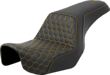SADDLEMEN Step-Up Seat - Honeycomb - Gold Stitching - Dyna '06-'17 806-04-17707