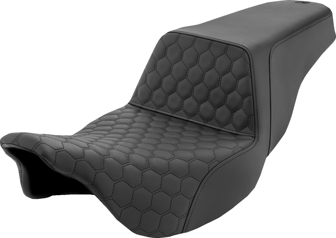 SADDLEMEN Step-Up Seat - Honeycomb - Black Stitching - FL '08-'24 808-07B-177