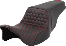 SADDLEMEN Step-Up Seat - Honeycomb - Red Stitching - FL '08-'23 808-07B-17704