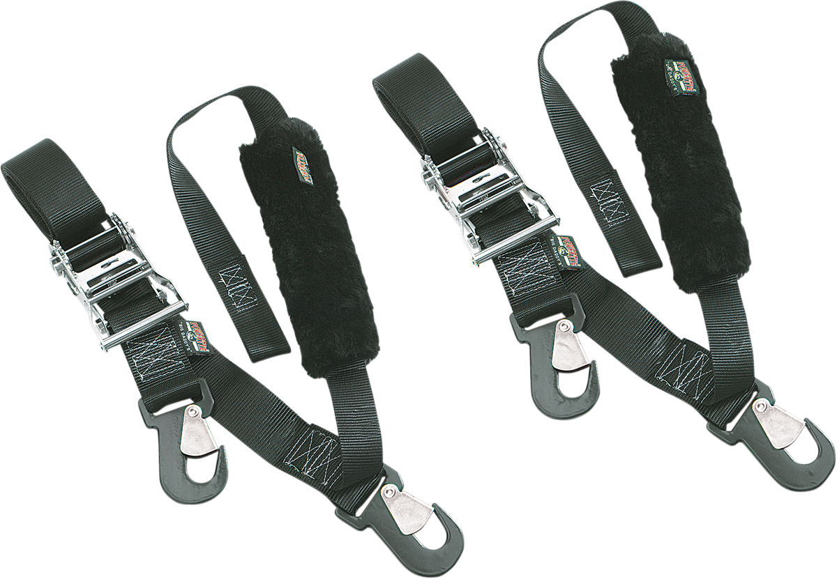 POWERTYE MFG. Big Daddy Tie-Downs - 2" - 2 Snap-hook Ends - Sewn-in Soft-Tye - Black 32582-S