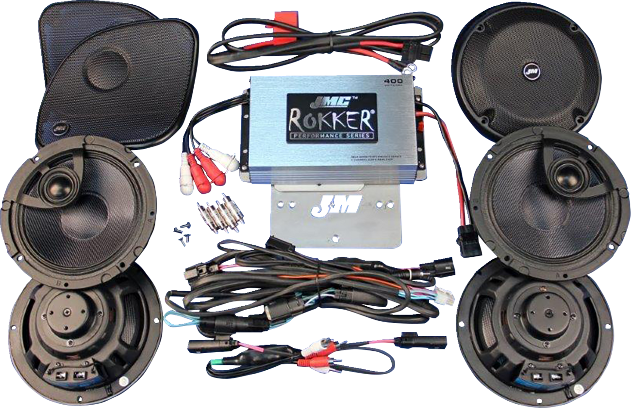 J & M 400 W 4-Channel Amplifier/Speaker Kit -'16-'23 FLTRU/FLTRK RKT6-400HR16-UL4