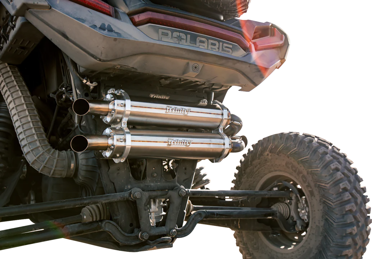 TRINITY RACING Dual Slip-On Mufflers - Brushed Stainless Steel TR-4186S-SS