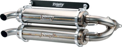 TRINITY RACING Dual Slip-On Mufflers - Brushed Stainless Steel TR-4186S-SS