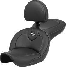 SADDLEMEN Roadsofa™ Seat - with Backrest - Carbon Fiber - FXDWG '96-'03 896-05-185BR