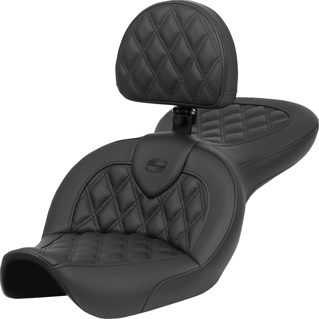 SADDLEMEN Roadsofa™ Seat - with Backrest - Lattice Stitch - FXDWG '96-'23 896-05-182BR