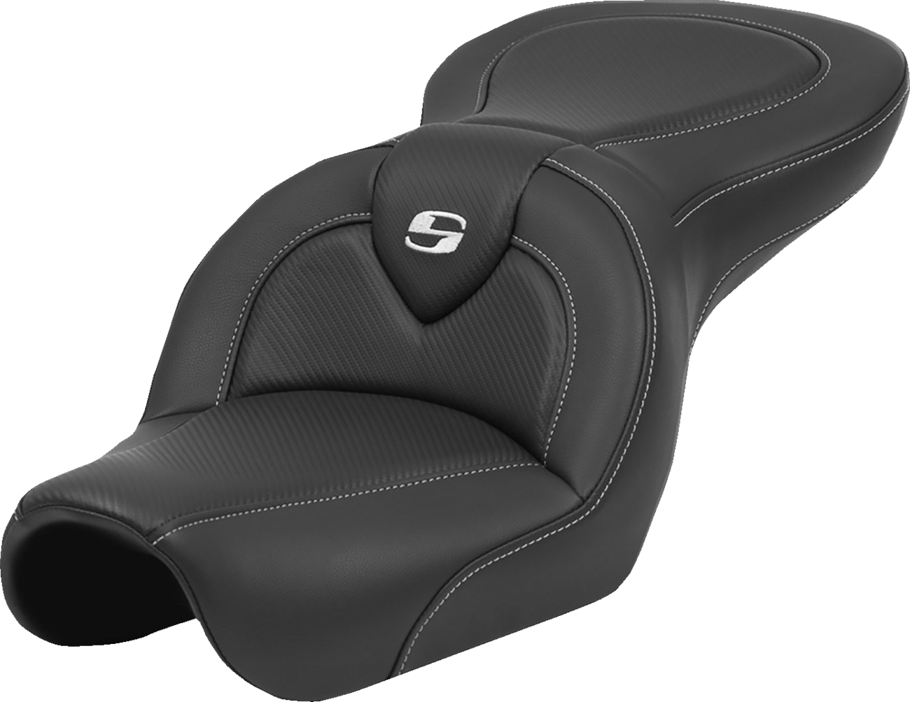 SADDLEMEN Roadsofa™ Seat - Carbon Fiber - Black Stitch - without Backrest - FL '04-'05 804-04-185
