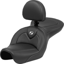 SADDLEMEN Roadsofa™ Seat - Carbon Fiber - Black Stitch - with Backrest - FL '04-'05 804-04-185BR