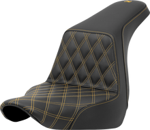 SADDLEMEN Step-Up Seat - Front Lattice Stitch - Gold Stitch - FXLR/FLSB '18-'24 818-29-17207