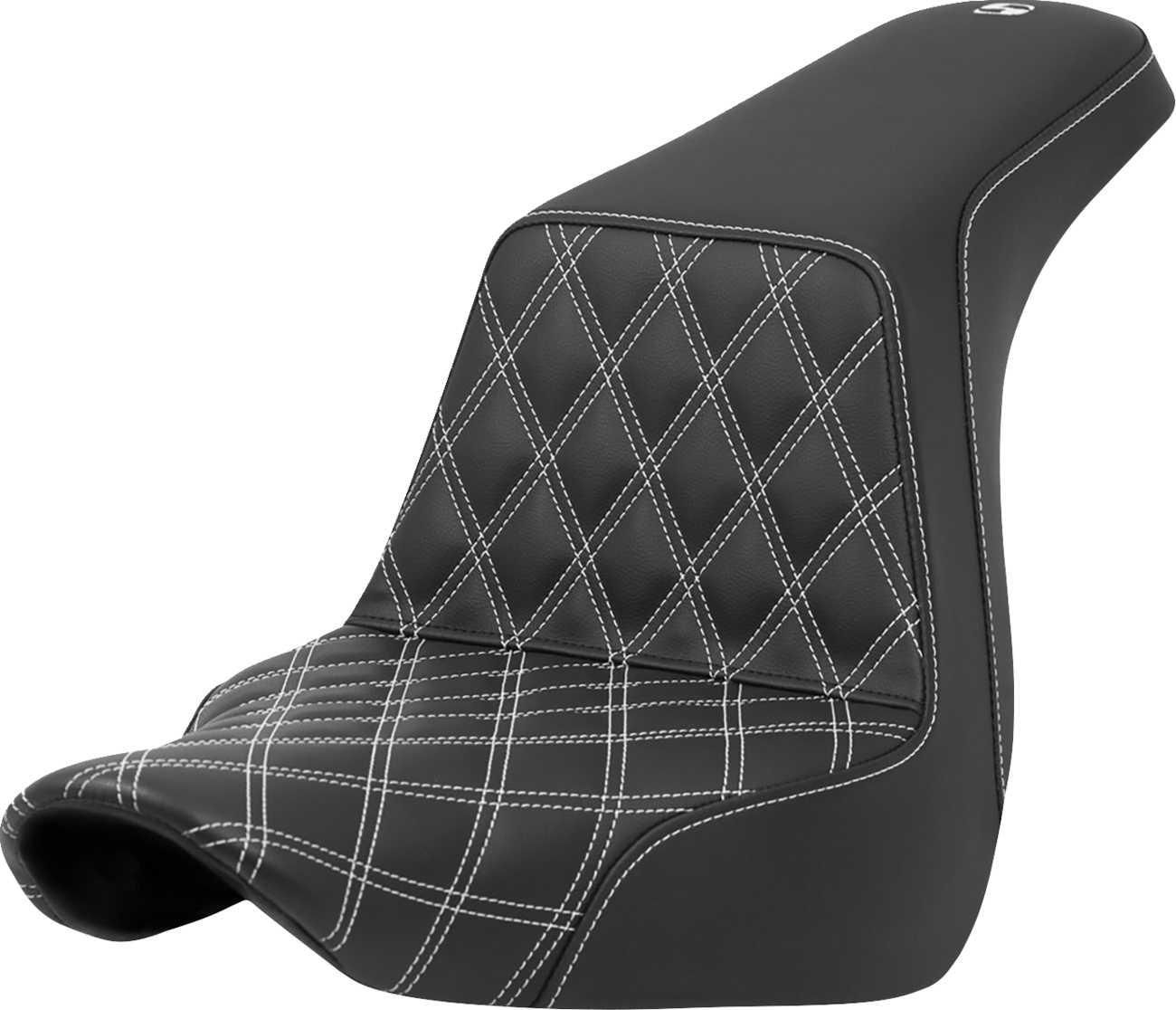 SADDLEMEN Step-Up Seat - Front Lattice Stitch - White Stitch - FXLR/FLSB '18-'24 818-29-17206