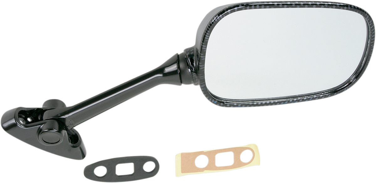 EMGO Mirror - Side View - Black/Carbon Fiber - Rectangle - Right - Suzuki 20-69773