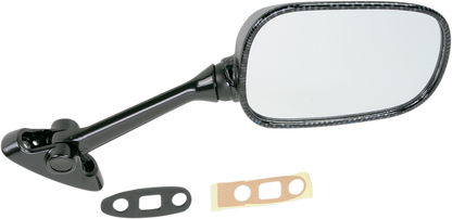 EMGO Mirror - Side View - Black/Carbon Fiber - Rectangle - Right - Suzuki 20-69773