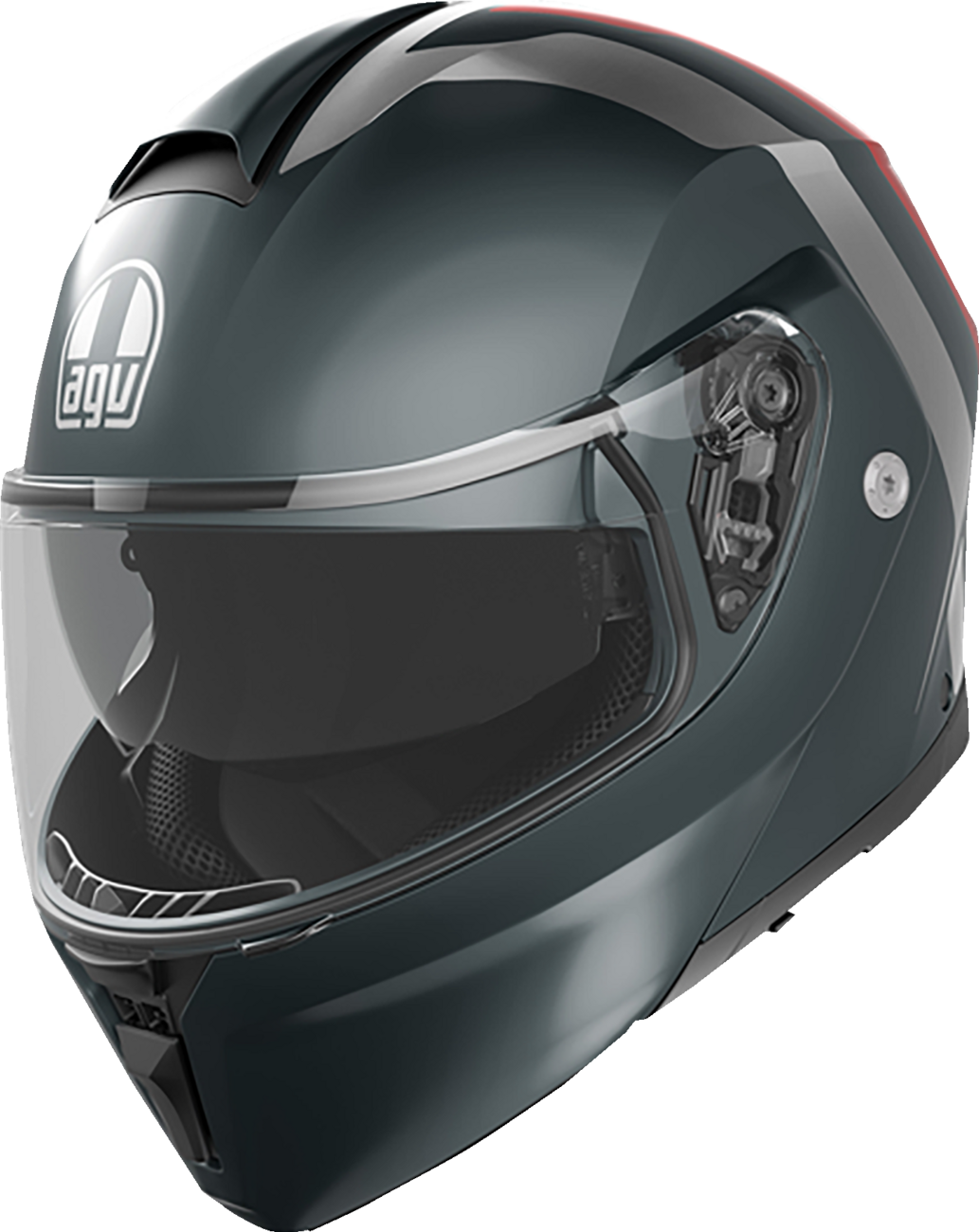 AGV Streetmodular Helmet - Resia - Matte Gray/Silver/Red - Large 2118296002006L