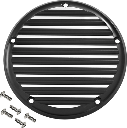 JOKER MACHINE Derby Cover - 5 Hole - Finned - Black/Silver - M8 Softail 06-965-2