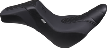 MUSTANG Signature Series Squareback™ Seat - Gripper Vinyl - Chevron - Gunmetal Stitch - Softail '18-'24 76323GM