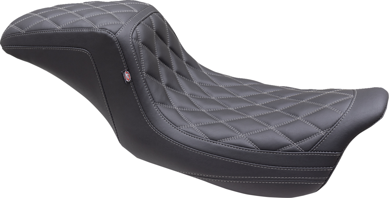 MUSTANG One Piece 2-Up Squareback Seat - Double Diamond - Gun Metal Stitch - FL '08-'25 75299GM