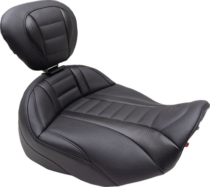 MUSTANG Deluxe Touring Solo Seat - w/ Backrest - Black Stitch - FLT/FLH '23-'25 89401