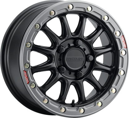 RACELINE WHEELS Wheel - Alpha - Front/Rear - Black/with Gun Metal Ring - 17x7 - 4/156 - +25 mm A14BG-77056+25