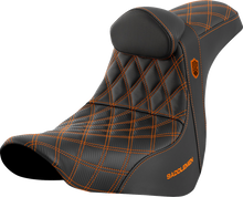 SADDLEMEN Pro Series SDC Performance Seat - w/ Backrest - Orange Stitch - FL/FX '18-'23 SC81829ORART