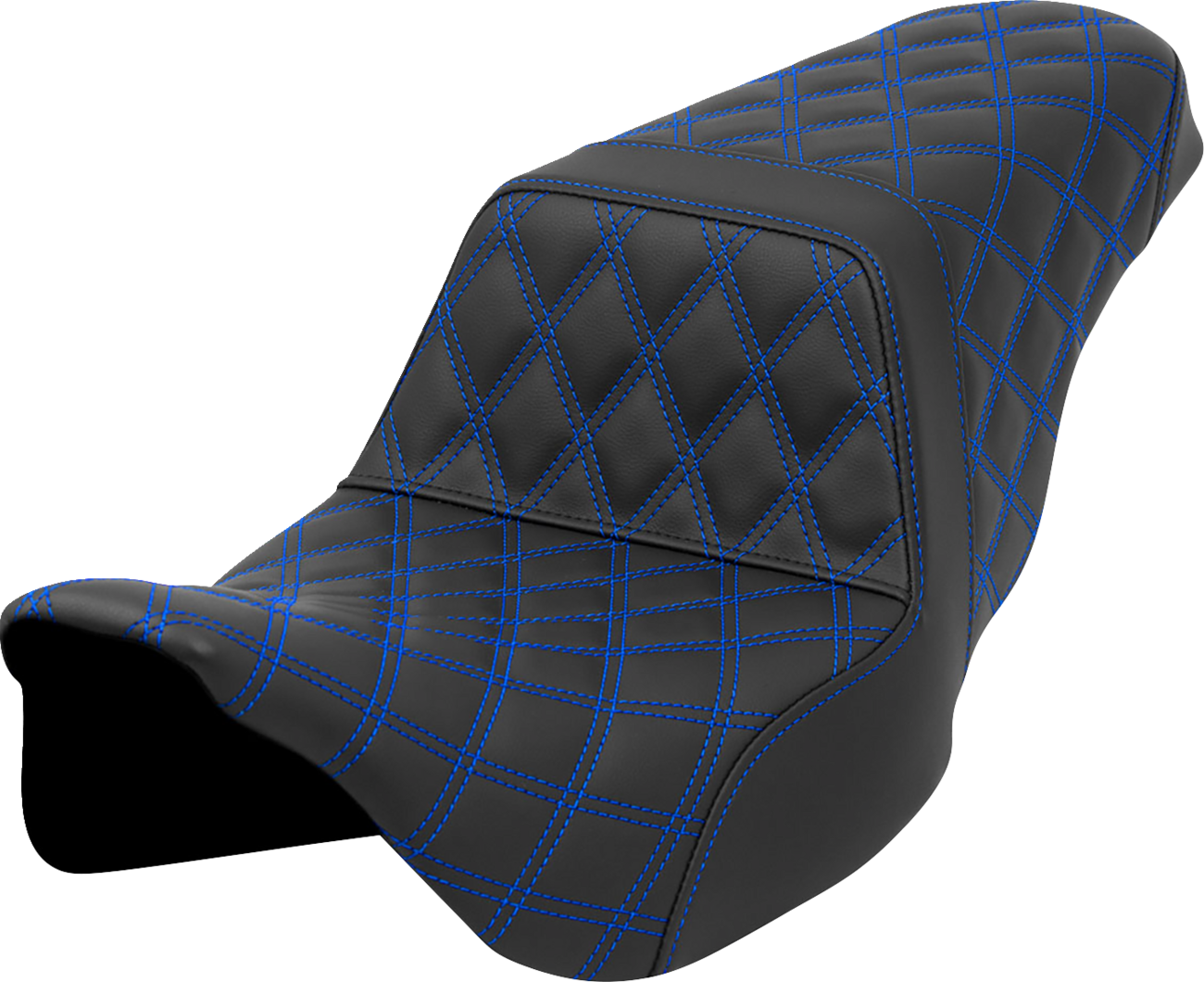 SADDLEMEN Step-Up Seat - Lattice Stitch - Blue Stitch - FLH/FLT '08-'23 808-07B-17501