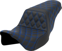 SADDLEMEN Step-Up Seat - Lattice Stitch - Blue Stitch - FLH/FLT '08-'23 808-07B-17501