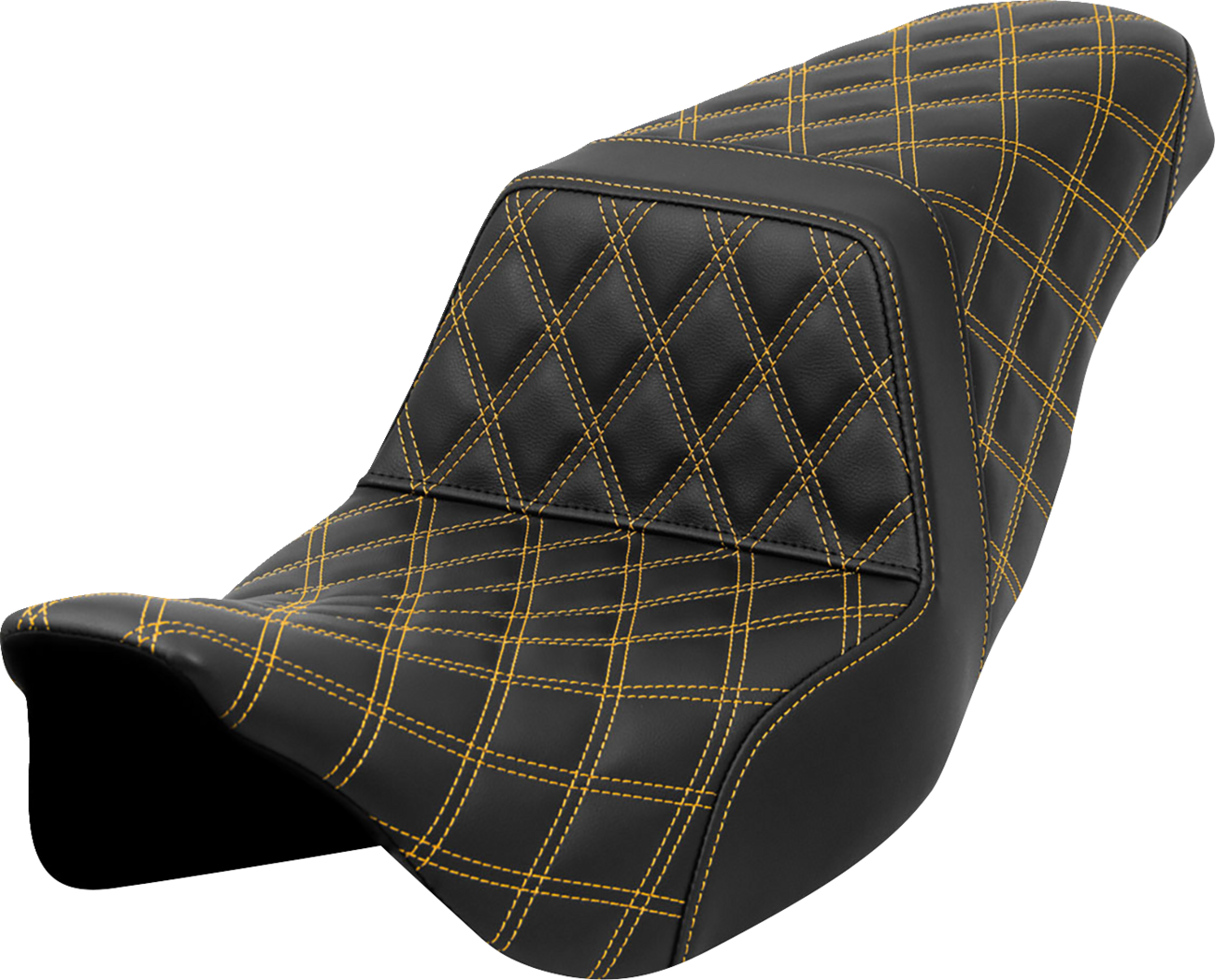 SADDLEMEN Step-Up Seat - Lattice Stitch - Gold Stitch - FLH/FLT '08-'23 808-07B-17507