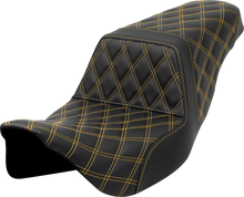 SADDLEMEN Step-Up Seat - Lattice Stitch - Gold Stitch - FLH/FLT '08-'23 808-07B-17507