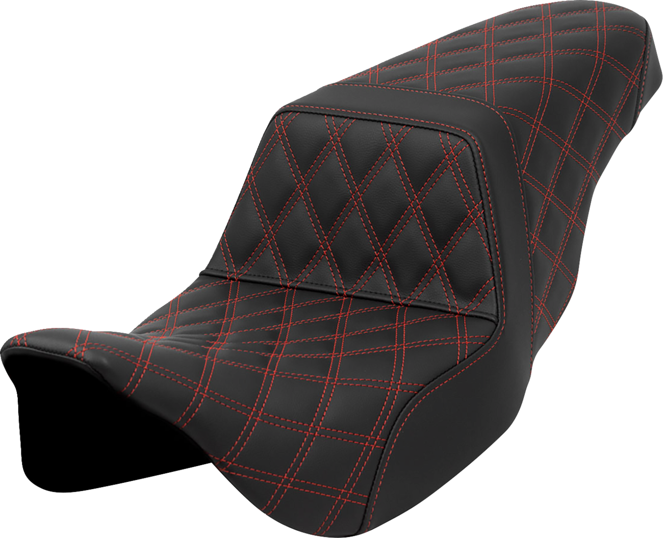 SADDLEMEN Step-Up Seat - Lattice Stitch - Red Stitch - FLH/FLT '08-'23 808-07B-17504