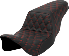 SADDLEMEN Step-Up Seat - Lattice Stitch - Red Stitch - FLH/FLT '08-'23 808-07B-17504