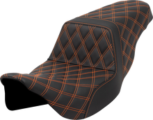 SADDLEMEN Step-Up Seat - Lattice Stitch - Orange Stitch - FLH/FLT '08-'23 808-07B-17503