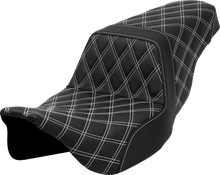 SADDLEMEN Step-Up Seat - Lattice Stitch - White Stitch - FLH/FLT '08-'23 808-07B-17506