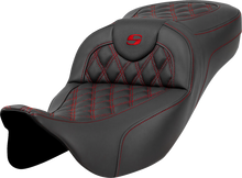 SADDLEMEN Extended Reach Roadsofa™ Seat - Lattice Stitch - Red Stitch - without Backrest - FL '08-'24 808-07B-18404