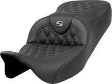 SADDLEMEN Roadsofa™ Seat - Lattice Stitch - Dark Gray Stitch - without Backrest - FLH/FLT '08-'23 808-07B-18202