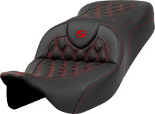 SADDLEMEN Roadsofa™ Seat - Lattice Stitch - Red Stitch - without Backrest - FLH/FLT '08-'23 808-07B-18204