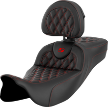 SADDLEMEN Roadsofa™ Extended Reach Seat - Lattice Stitch - Red Stitch - with Backrest - FL '08-'24 808-07B-184B4