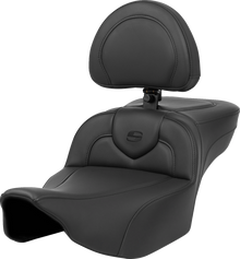 SADDLEMEN Roadsofa™ Extended Reach Seat - Black Stitch - with Backrest - FL '23-'24 823-07-188BR